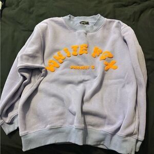 White Fox Boutique Purple Sweatshirt with Orange Text